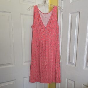 St. John's Bay Coral Pink Floral V-Neck Sleeveless Dress